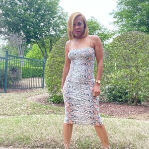 Snake Print Midi Dress